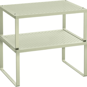 Spice Racks, Set of 2 Metal Cabinet Shelf Organizers, Countertop Organizers, Shelf Risers, Stackable, Expandable, Laurel Green UKCS001C01