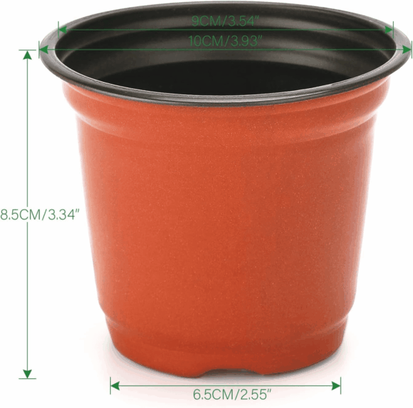 100 Pcs 4" Plastic Plants Nursery Pot/Pots Seedlings Flower Plant Container Seed Starting Pots,4 Inch,Red - Image 2
