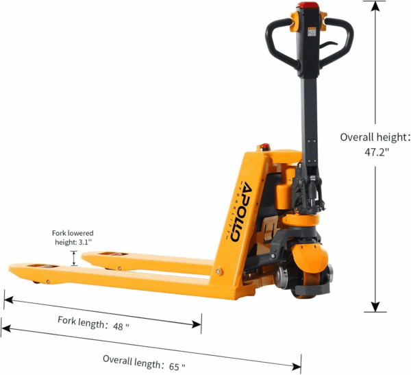 Full Electric Pallet Jack 3300 Lbs Capacity, 48" X 27" Forks, Powered Pallet Lift Truck, Li-Ion Battery for Indoor Storage and Material Handling-2Pc - Image 2