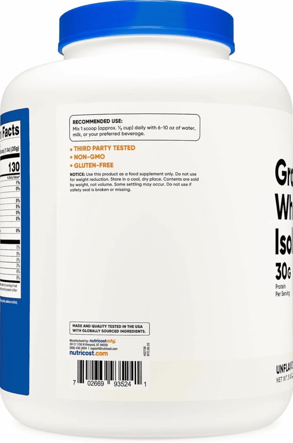 Grass-Fed Whey Protein Isolate (Unflavored) 5LBS - Rbgh Free, Non-Gmo & Gluten Free - Image 4