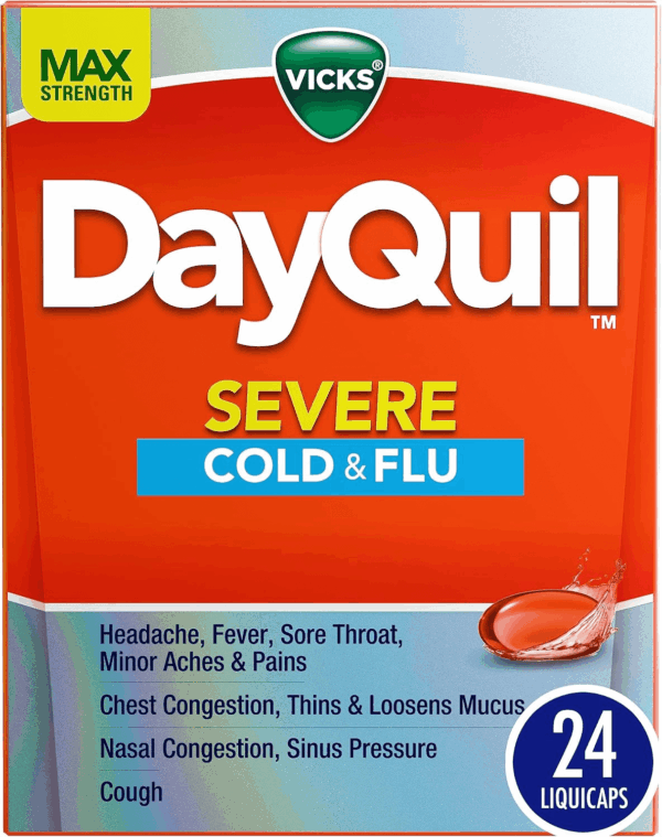 Dayquil Severe Cold, Flu & Congestion Medicine, Liquicaps, Maximum Strength Orange, 24 Count