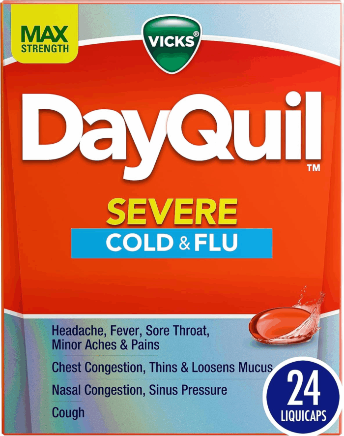 Dayquil Severe Cold, Flu & Congestion Medicine, Liquicaps, Maximum Strength Orange, 24 Count