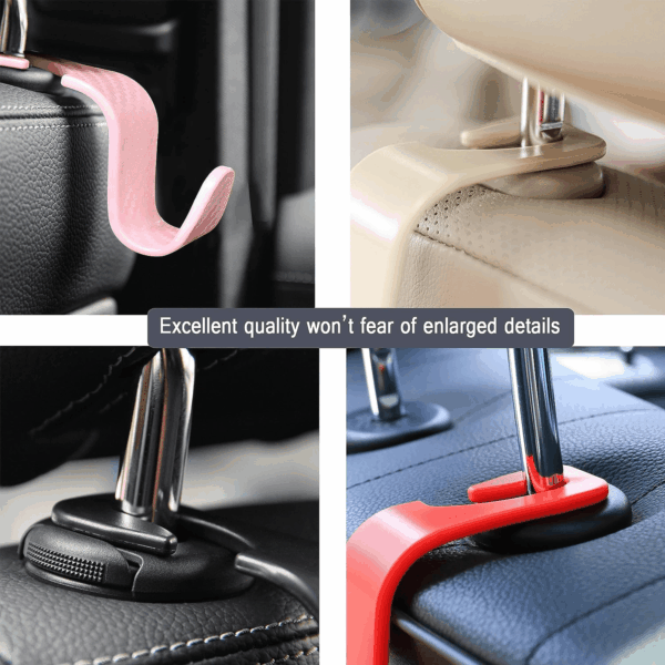 Car Seat Headrest Hook 4 Pack Hanger Storage Organizer Universal for Handbag Purse Coat Fit Universal Vehicle Car Black S Type - Image 9