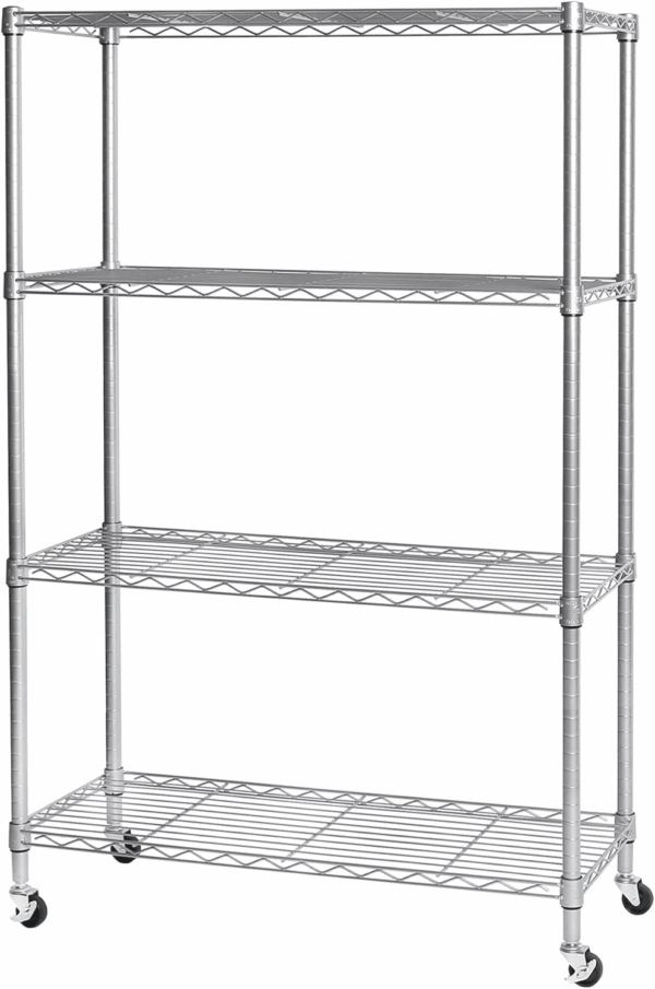 Solid Steel Wire Shelving Storage Unit Adjustable Shelves Organizer Rack, for Home, Kitchen, Office, Garage, Bedroom, Closet, Silver, 4-Tier, 36" W X 14" D