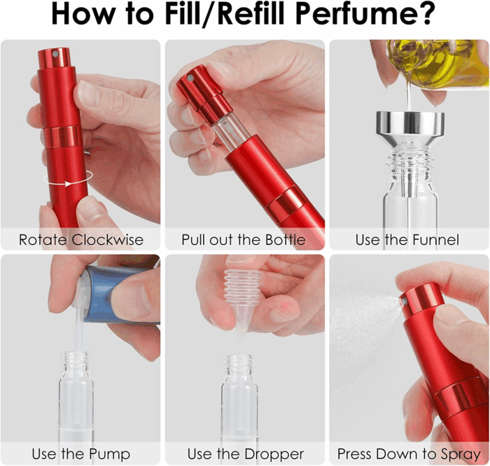 8Ml Travel Perfume Atomizer Bottles Refillable, Mini Fragrance Bottles for Perfume, Empty Cologne Sprayer Pocket Perfume Dispenser(4 Pack) - Image 5