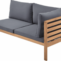 Outdoor Acacia Wood Sectional Sofa Set with Coffee Table and Removable Cushion, Wood Structure Furniture Set, Patio Conversation Set, Water-Resistant, UV Protected, Strong Metal Accessories, Grey - Image 8
