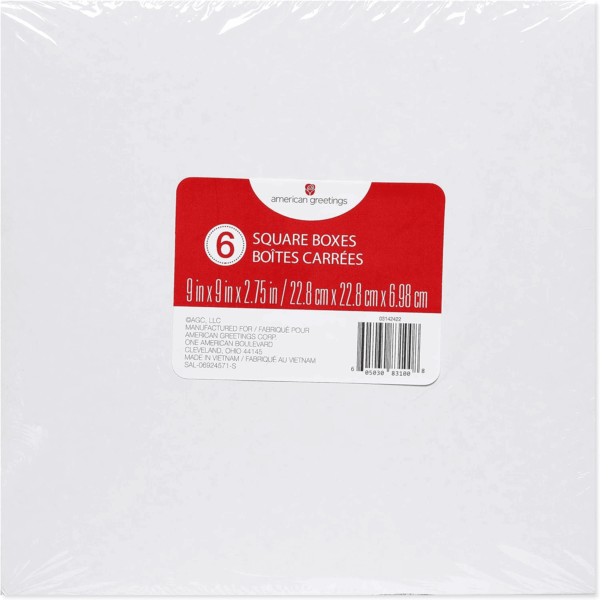 Valentines Day Gift Boxes, White Gift Boxes with Lids, 9" X 9", (6-Count) - Image 3
