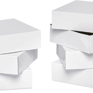 Valentines Day Gift Boxes, White Gift Boxes with Lids, 9" X 9", (6-Count)