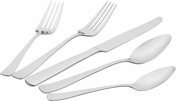 20-Piece Stainless Steel Flatware Set with Square Edge, Service for 4, Silver - Image 3