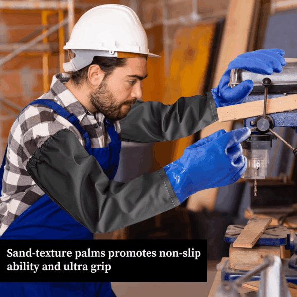 PVC Chemical Resistant , Long Rubber, Heavy Duty Waterproof Gloves for Chemical and Acid Work, 25 Inches, Large-(Blue) - Image 6