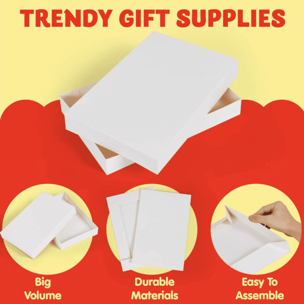 12PCS 17" Christmas Shirt Gift Boxes with Lid for Presents, Extra Large 4" Deep White Paper Box, 4 Assorted Different Size Robe Box for Clothes, Xmas Birthday Holiday Wedding Gift Wrapping Decor - Image 3