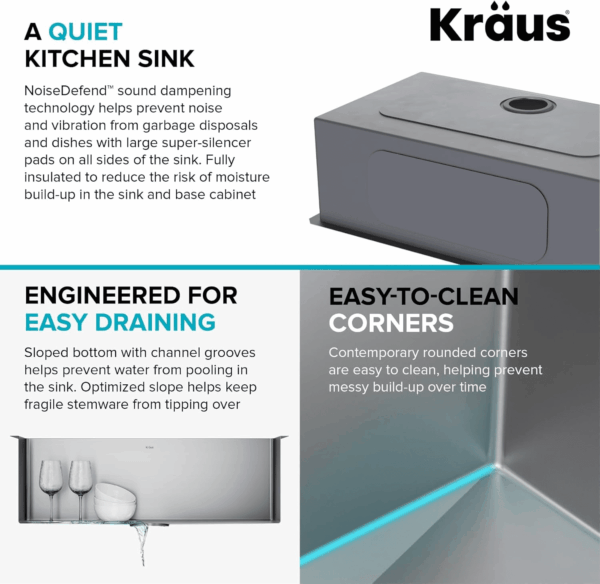 KHU100-32 Standart PRO 16 Gauge Undermount Single Bowl Stainless Steel Kitchen Sink, 32 Inch - Image 5