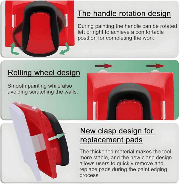 Paint Edger Trimmer with 2 Replacement Pads | Precision Trim Painting Tool for Walls, Ceilings & Corners - Straight Edge Painting Kit for Flawless Cutting-In - Image 3