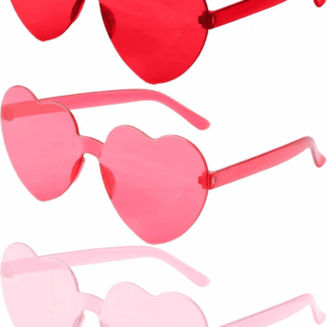 Heart Shaped Party Glasses - 3 Pairs, Colorful Sunglasses