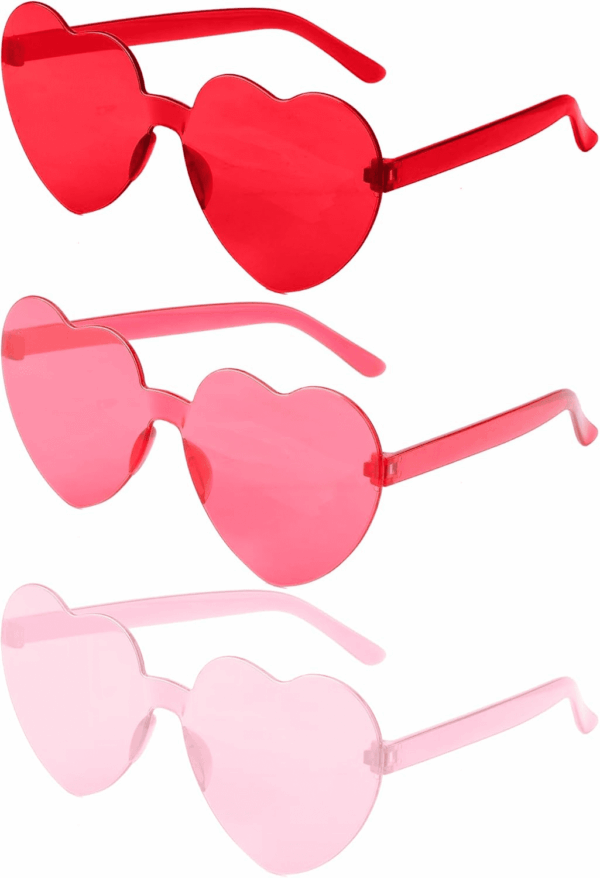 Heart Shaped Party Glasses - 3 Pairs, Colorful Sunglasses