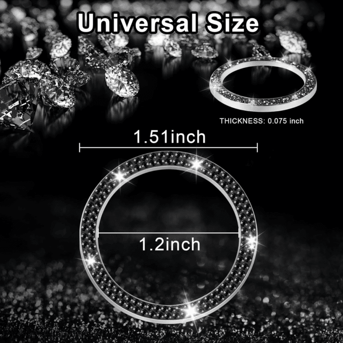 2 PCS Crystal Double Rhinestone Car Engine Start Stop Decoration Ring, Bling Car Interior Accessories for Women, Push to Start Button Cover/Sticker, Key Ignition & Knob Bling Ring, Black - Image 4