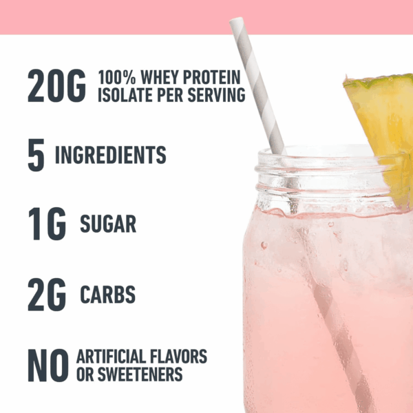 Clear Whey Isolate Protein Powder Infusions, Lactose Free, Gluten Free, Naturally Flavored, Tropical Punch, 20G Protein per Serving, 14.1 Oz, 16 Servings - Image 6