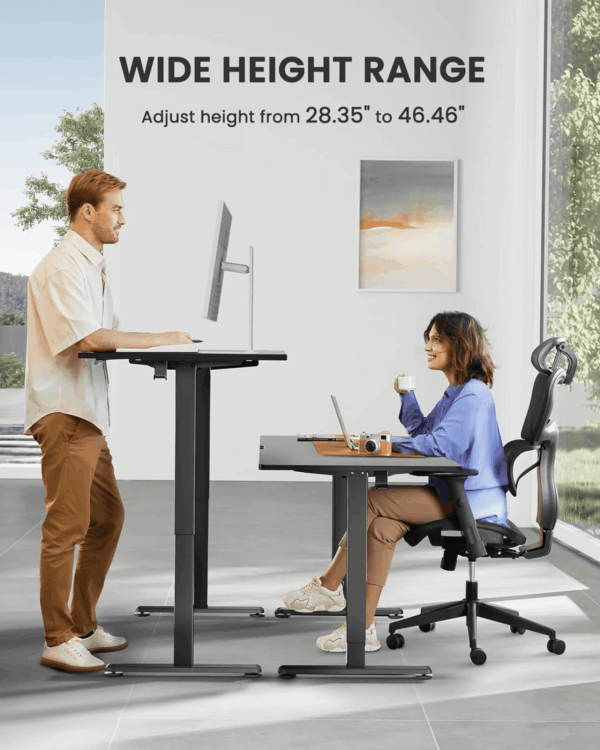 Height Adjustable Electric Standing Desk, 48 X 24 Inches Sit Stand up Desk, Memory Computer Home Office Desk (Black) - Image 6