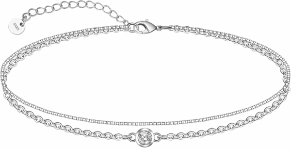 925 Sterling Silver Ankle Bracelet Multilayer Anklets for Women Satellite, Star, Cross, Circle, Butterfly, Teardrop, Oval Disk Layered Anklet Beach Jewelry