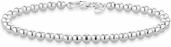 925 Sterling Silver Italian Handmade 4Mm Bead Ball Strand Chain Bracelet for Women, Made in Italy - Image 2