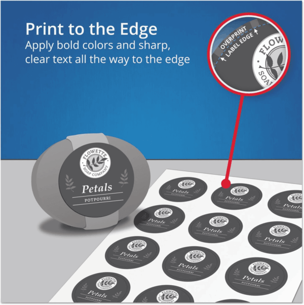 ® Easy Peel® Trueblock® Print-To-The-Edge Inkjet/Laser Labels, Round, 22807, 2" Diameter, White, Pack of 120 - Image 9