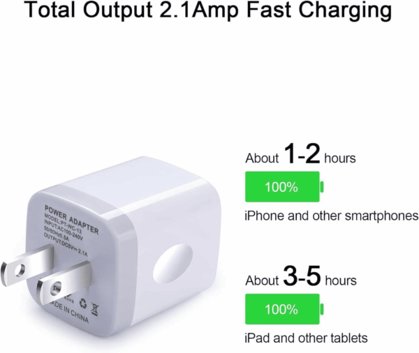 USB Wall Charger,  2Pack Dual Port 2.1Amp Fast Brick Base Adapter Charging Block Charger Cube Plug Box for Iphone 16E 16 Pro Max 15 14 13 12 11 Pro X 6 6S 7 8 Plus, Ipad, Samsung, Android - Image 4