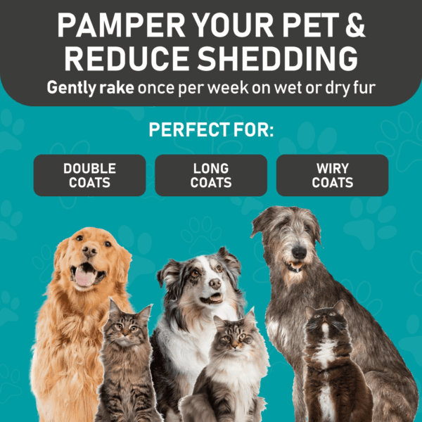 Original Pet Grooming Rake - Double-Sided Deshedding Dematting Tool, Undercoat Rake for Dogs & Cats, Extra-Wide Dog Grooming Brush & Deshedder Comb for Long Hair, Reduces Shedding 95% - Image 6
