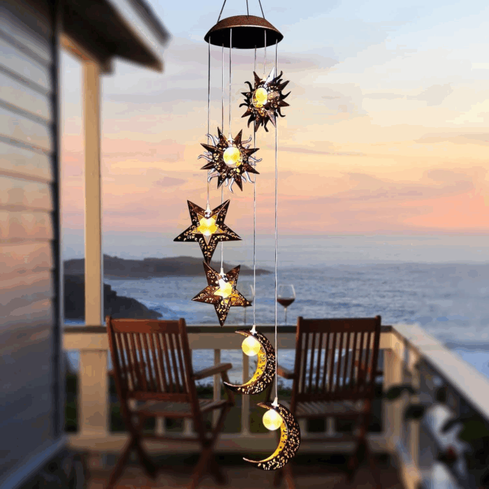 Solar Wind Chimes for Outdoor Lights Sun Moon Star Mom Wife Hanging Decor Outdoor Sympathy Wind Chimes for Garden Patio Balcony Birthday Womens Gifts - Image 6