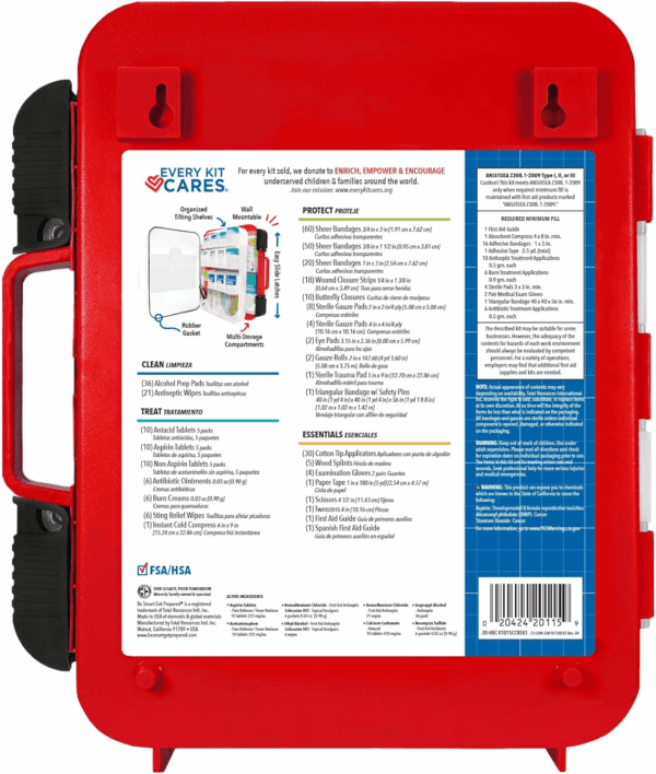 First Aid Kit Hard Red Case 326 Pieces Exceeds OSHA ANSI Guidelines 100 People. Office, Home, Car, School, Emergency, Survival, Camping, Hunting and Sports, FSA / HSA Approved - Image 8