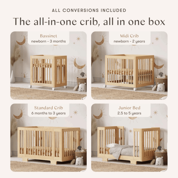 Yuzu 8-In-1 Convertible All-Stages Crib - Conversion Kits for Bassinet, Midi Baby Crib to Toddler Bed, Daybed, Full-Size Crib & Baby Bed - Portable & Adjustable - GREENGUARD Gold Certified - Image 4