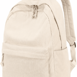 School Backpack for Teens Large Corduroy Bookbag Lightweight 17 Inch Laptop Bag for Girls Women Casual High School College (Corduroy-Beige)