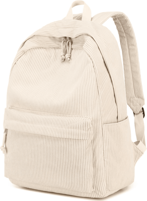 School Backpack for Teens Large Corduroy Bookbag Lightweight 17 Inch Laptop Bag for Girls Women Casual High School College (Corduroy-Beige)