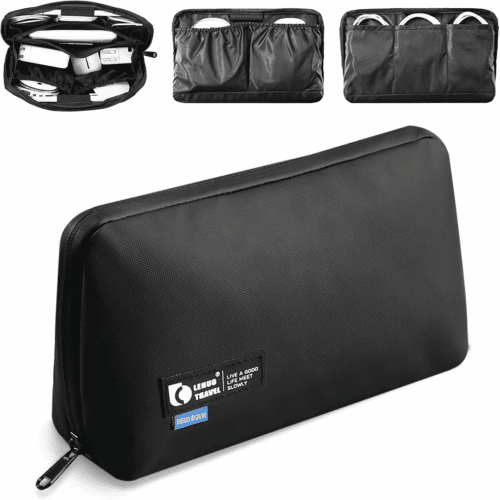 Electronic Organizer, Travel Tech Pouch with Water Resistant Storage -Cord Organizer Bag to Carry Phone, Charger, Hard Drive, Power Bank & Accessorie Travel Essentials(Black)