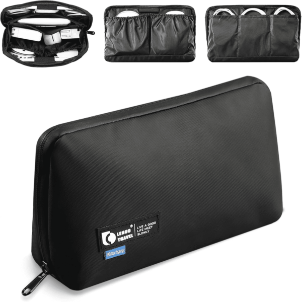 Electronic Organizer, Travel Tech Pouch with Water Resistant Storage -Cord Organizer Bag to Carry Phone, Charger, Hard Drive, Power Bank & Accessorie Travel Essentials(Black)
