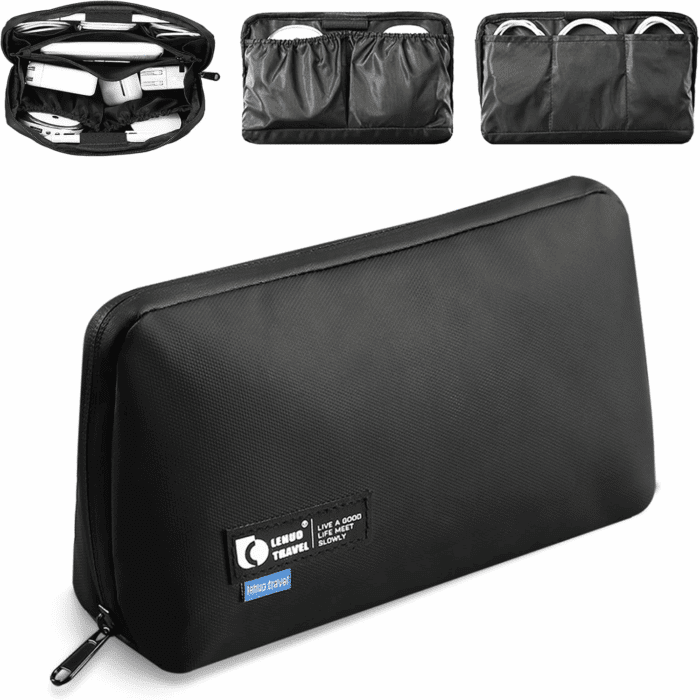 Electronic Organizer, Travel Tech Pouch with Water Resistant Storage -Cord Organizer Bag to Carry Phone, Charger, Hard Drive, Power Bank & Accessorie Travel Essentials(Black)