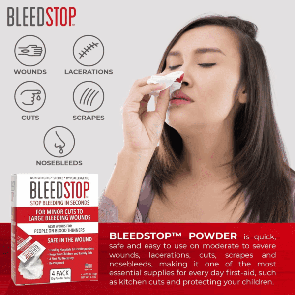 ™ First Aid Powder for Blood Clotting, Trauma Kit, Blood Thinner Patients, Camping Safety, and Survival Equipment for Moderate to Severe Bleeding Wounds or Nosebleeds 5 Pack 15G - Image 8