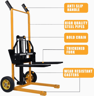 Manual Forklift Material Stacker, Hand Truck Lifts with Fixed Legs and Adjustable Forks, 2.3-36" Lifter Hieght Hydraulic Lift for Factory, 440Lbs (Foot Pedal) - Image 3