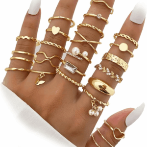 51 Pcs Gold Knuckle Rings Set for Women Girls Vintage Stackable Joint Finger Midi Rings Dainty Cubic Zirconia Crystal Simple Twist Hollow Cute Rings Pack Jewelry Gift