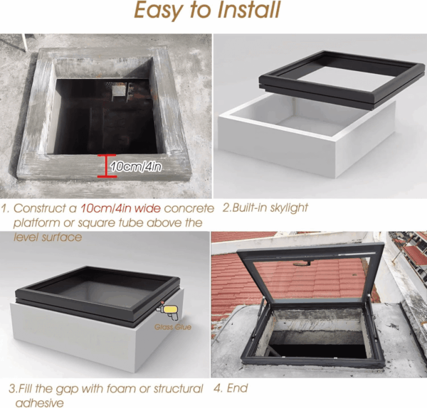 Hand Skylight, Clear Roof Window for Shed, Rooftent, Basement, Garage, Sun Room and Outdoor Attic Entry, Underground Well Lighting Door, Custom Size,Lxw 26X16In/65X40Cm - Image 6