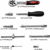 46 Pieces 1/4 Inch Drive Socket Ratchet Wrench Set, with Bit Socket Set Metric and Extension Bar for Auto Repairing and Household, with Storage Case - Image 3