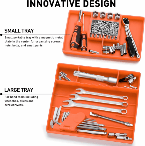 2 Pcs Silicone Tool Tray with Magnetic Small Parts Tray, Non-Slip Flexible Mechanic Automotive Tool Organizer Tool Storage Tool Holder Grip Mats, Christmas Day Gift for Men, Father’S Day Gift - Image 3