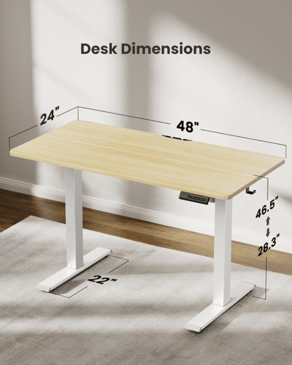 Electric Standing Desk, Adjustable Height Stand up Desk, 48 X 24 Inches Sit Stand Home Office Desk, Computer Desk, Maple - Image 6