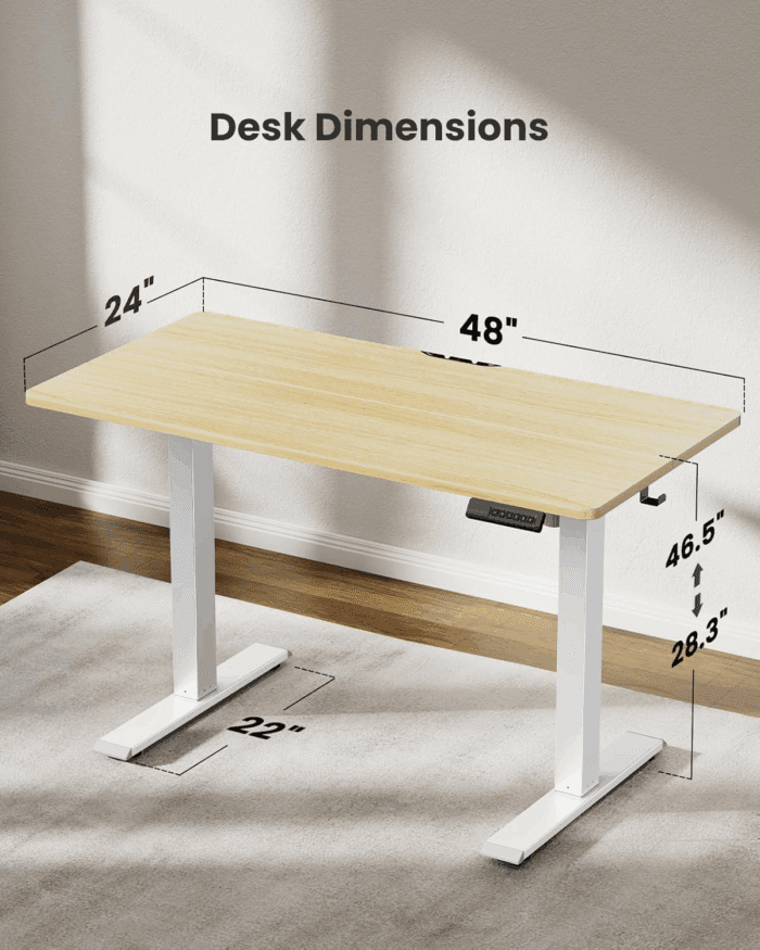 Electric Standing Desk, Adjustable Height Stand up Desk, 48 X 24 Inches Sit Stand Home Office Desk, Computer Desk, Maple - Image 6