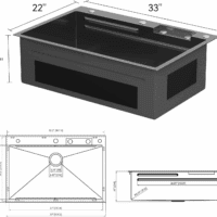 33 Drop Kitchen Sink with Faucet Combo 33"X22" Waterfall Kitchen Sink Workstation Gunmetal Black 16 Gauge Single Bowl Topmount Handmade Sinks with Pull Out Faucet, Glass Rinser Included - Image 5