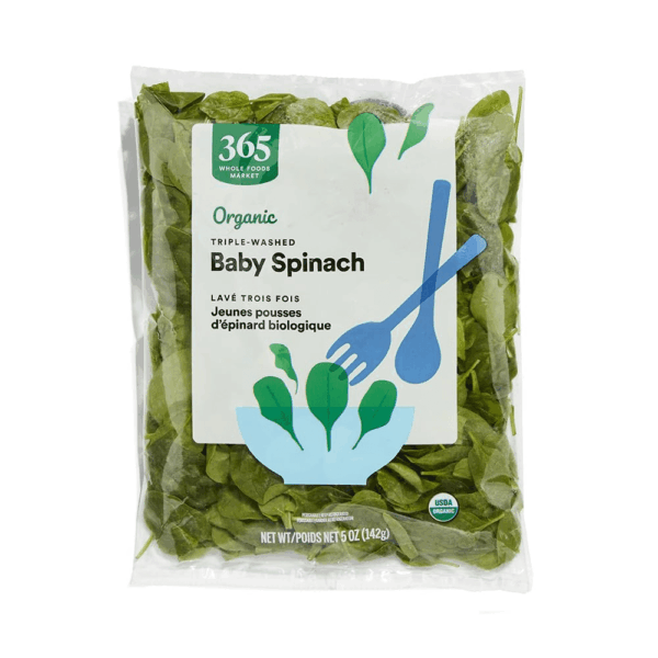 , Salad Bag Spinach Baby Organic, 5 Ounce
