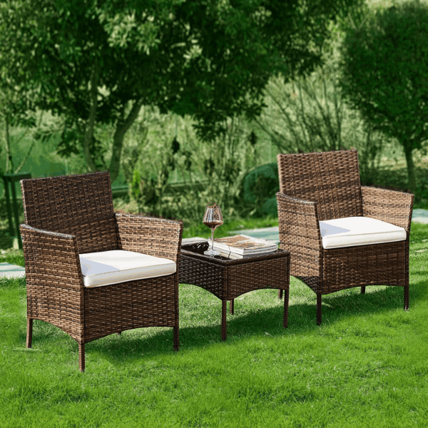 Patio Furniture Set 3 Pieces, Outdoor Wicker Furniture with Coffee Table, Modern Rattan Patio Chairs Conversation Sets with Sofa for Garden, Terrace, Porch, Balconies, Lawns, Brown - Image 7