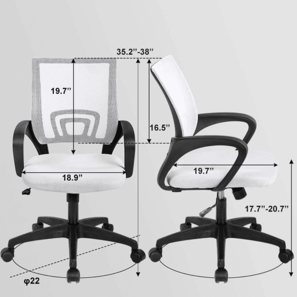 Home Office Chair Ergonomic Desk Chair Mesh Computer Chair with Lumbar Support Armrest Executive Rolling Swivel Adjustable Mid Back Task Chair for Women Adults (White) - Image 3