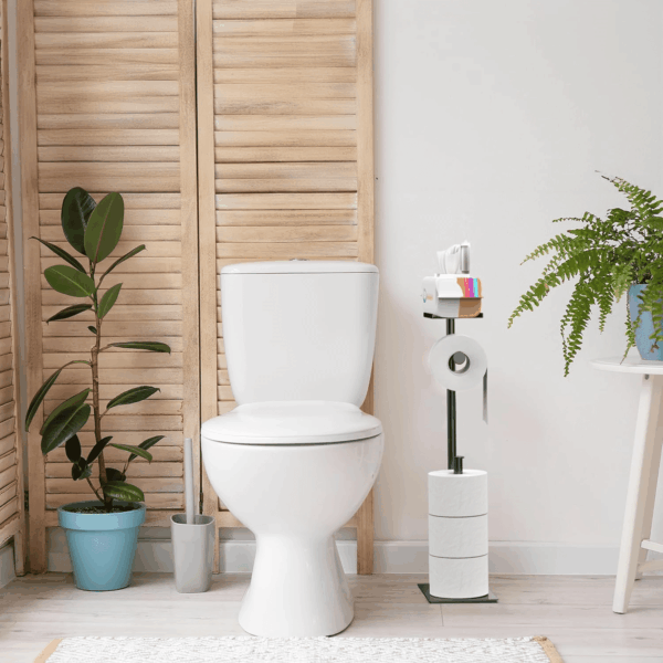 Black Toilet Paper Holder Stand with Phone Shelf, Bathroom Toliet Decor Decoration. Tissue Roll Free Standing Storage, Rv Accessories, Apartment Restroom Household Home Essentials - Image 5