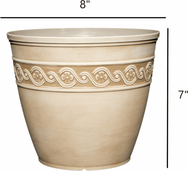 Corinthian Resin Flower Pot Planter, Desert Tan, 8" - Image 3