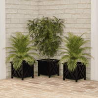 Lattice Design Planter Box – 14.75-Inch-Square Decorative Outdoor Flower or Plant Pot – Front Porch, Patio, and Garden Decor (Black) - Image 6